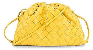 Bottega Veneta Mini Leather Woven Pouch Clutch Crossbody Bag in Yellow