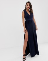Thumbnail for your product : ASOS DESIGN premium lace insert pleated maxi dress