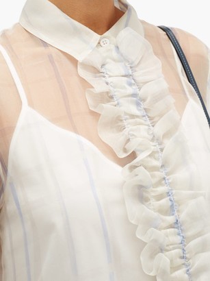 Lee Mathews Mathews - Sandy Ruffled Checked Silk-organza Shirt Dress - White