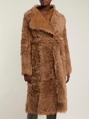 Yves Salomon Wrap Front Shearling Coat - Womens - Light Brown