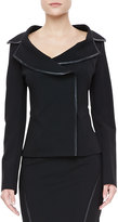 Thumbnail for your product : Donna Karan Leather-Trim Offset Jacket