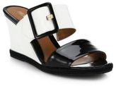 Thumbnail for your product : Fendi Patent Leather Buckle Wedge Sandals
