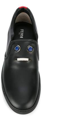 Fendi appliqué face slip-on sneakers