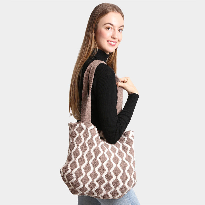FASHNZFAB Chevron Knit Tote Bag