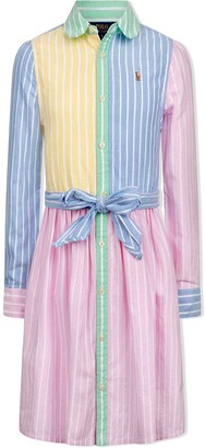 Ralph Lauren Kids Colour-Blocked Pinstripe Shirt Dress