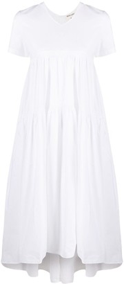 Semi-Couture Flounce-Detail Poplin Midi Dress