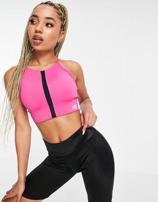 New Balance Running Relentless light support long line sports bra in pink exclusive to ASOS