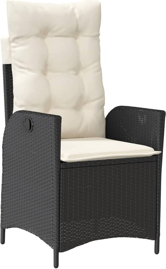 VidaXL Reclining Patio Chair with Cushions Black Poly Rattan