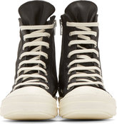 Thumbnail for your product : Rick Owens Black & White High-Top Denim Sneakers