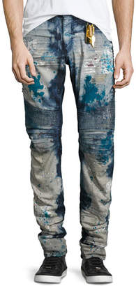 Robin's Jeans Distressed Slim-Fit Moto Jeans, Blue