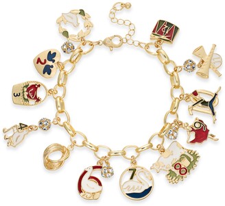 Charter Club, Jewelry, New Holiday Lane Goldtone Pave Multi Charm  Valentine Heart Pearl Bracelet