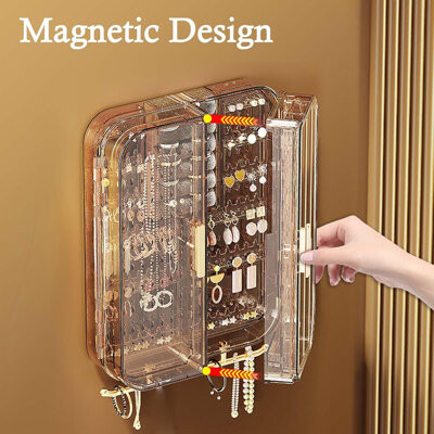 Wall-Mounted Aesthetic Jewelry Cabinet for Necklaces and Rings