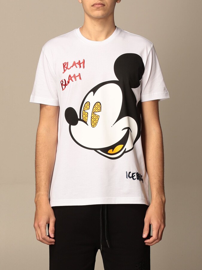 Iceberg cotton t-shirt with big Mickey Mouse print - ShopStyle