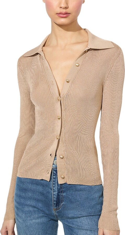 Alice + Olivia Nealie Ribbed Polo Sweater