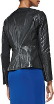 Thumbnail for your product : DKNY Lambskin Leather Zip-Front Moto Jacket