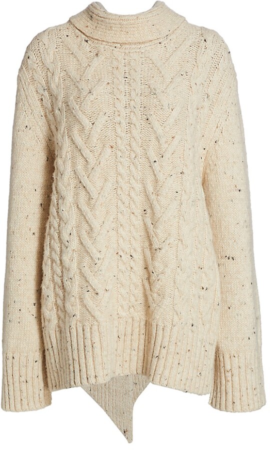 cable knit satin tie back sweater