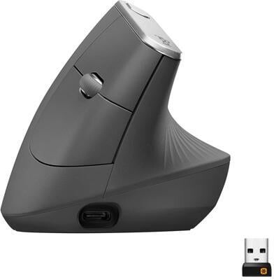 Logitech MX Vertical Wireless Mouse - Advanced Ergonomic Design Reduces Muscle Strain, Control and Move Content Between 3 Windows and Apple...