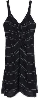 Proenza Schouler Knotted Fringe-Trimmed Striped Crepe Mini Dress