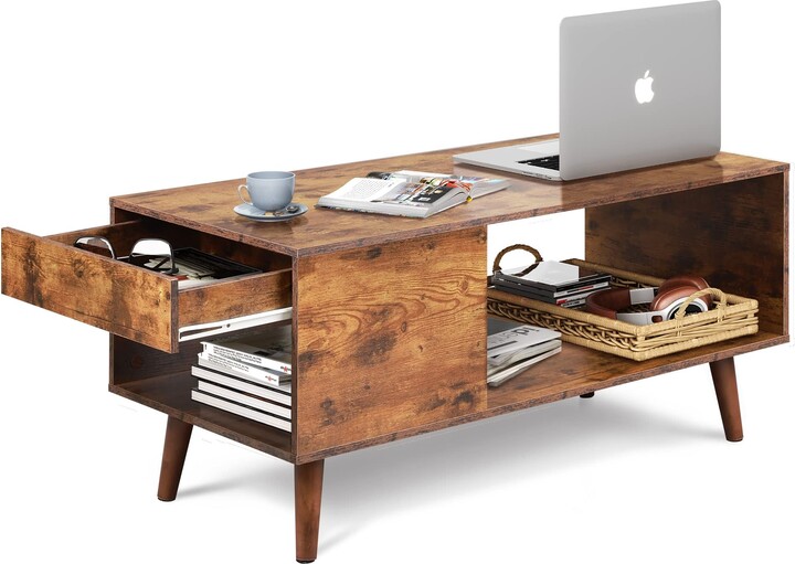 Howcool WLIVE Coffee Table for Living Room,Wood Coffee Table with Storage,MidCentury Modern