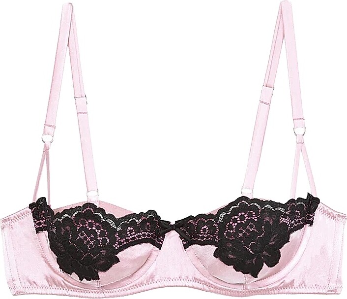 Women's Fleur du Mal x Marilyn Monroe All About Eve Silk Balconette Bra - Baby Rose - Size 32A