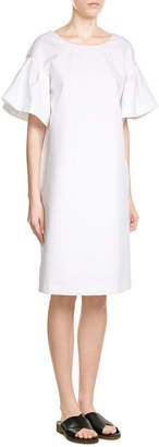 Agnona Cotton Dress with Ruffled Sleeves