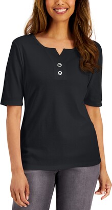 Karen Scott Cotton Toggle-Button Top, Created for Macy's