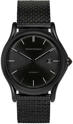 Emporio Armani Men's Swiss Automatic Black Ion-Plated Stainless Steel Bracelet Watch 42mm ARS3014