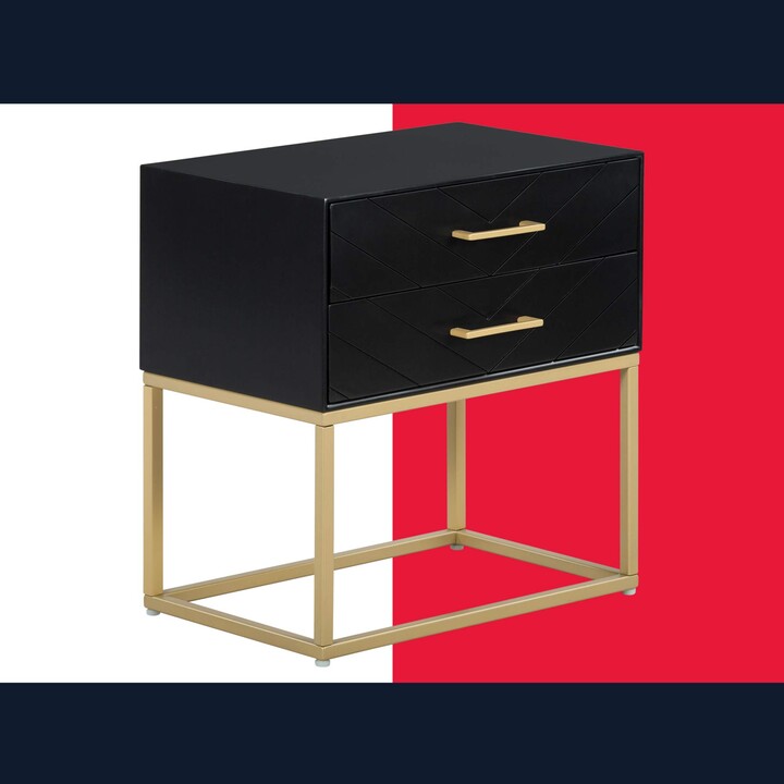 Tommy Hilfiger Wallace Geometric Accent Side Table with Black Metal Cage  Design - ShopStyle