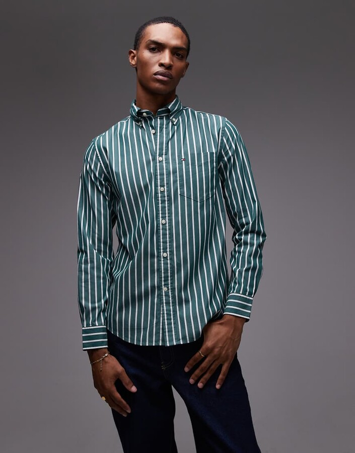 Tommy Hilfiger poplin stripe shirt in green