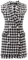 Thumbnail for your product : Balmain Houndstooth Cotton-blend Eyelash-tweed Mini Dress - Black White