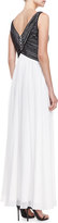 Thumbnail for your product : Aidan Mattox Sleeveless V-Neck Combo Gown, Black/White