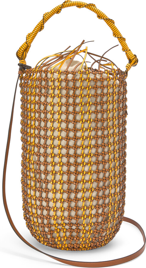 Loewe - Bucket Mesh Bag in Calfskin for Woman - Tan/Yellow - Calf