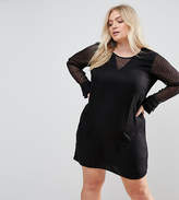 Thumbnail for your product : Junarose Sheer Spot Sleeve Dress