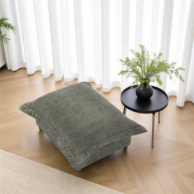 Ebern Designs Plush Upholstered Chenille Ottoman Bench – Cloud Cushion Footrest with Oversized Soft Top