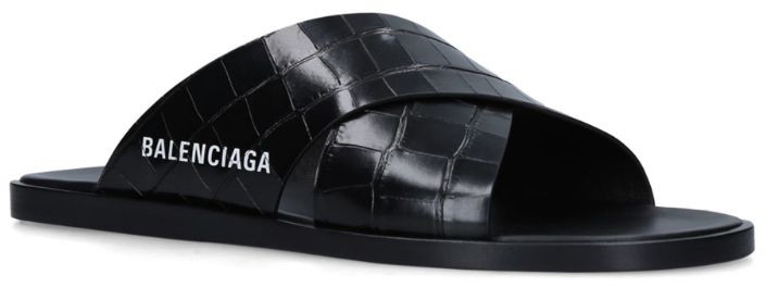 parade Inde Vent et øjeblik Balenciaga Crocodile Print Crossover Slides - ShopStyle Shoes