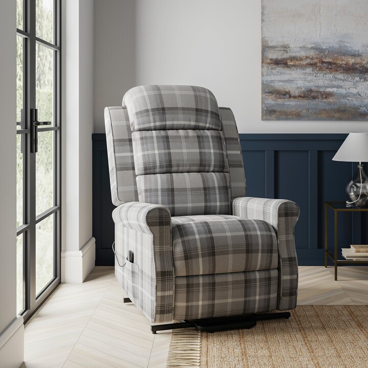 Dunelm Edith Check Rise and Recline Chair Grey ShopStyle