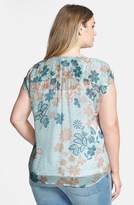 Thumbnail for your product : Lucky Brand Dotted Botanical Print Top (Plus Size)
