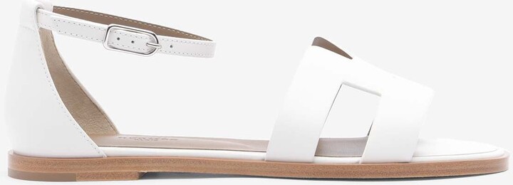 Hermes Santorini Sandals in White Calfskin
