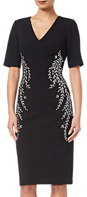 Adrianna Papell Crepe Embroidered Dress, Black