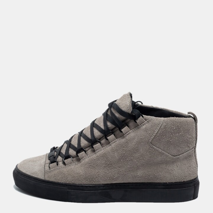 Balenciaga Grey Suede Arena High Top Sneakers Size 39 - ShopStyle