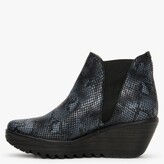 Thumbnail for your product : Fly London Woss Black & Grey Snake Leather Wedge Ankle Boots