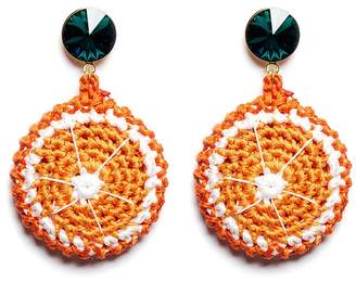 Venessa Arizaga 'Orange Slice' rhinestone crochet fruit drop earrings