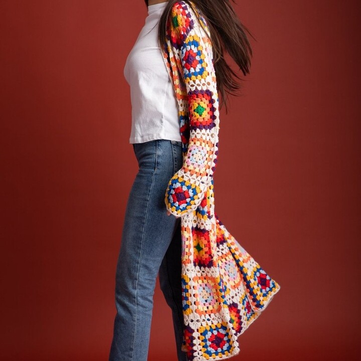 Saachi Style Granny Square Crochet Kimono ShopStyle Casual Jackets