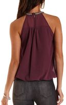Thumbnail for your product : Charlotte Russe Beaded Necklace Bubble Hem Halter Top