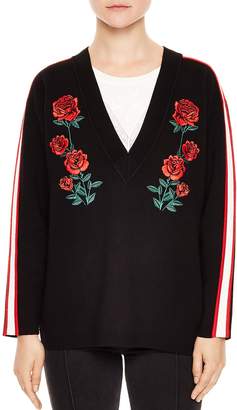 Sandro Indira Rose-Embroidered Sweater