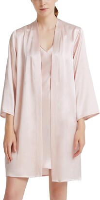 Valin Women 100% Silk Robe Dressing Gown Soft Lightweight Sleepwear Solid  Colour Silk Loungewear Short Sleeve Nightwear - ShopStyle
