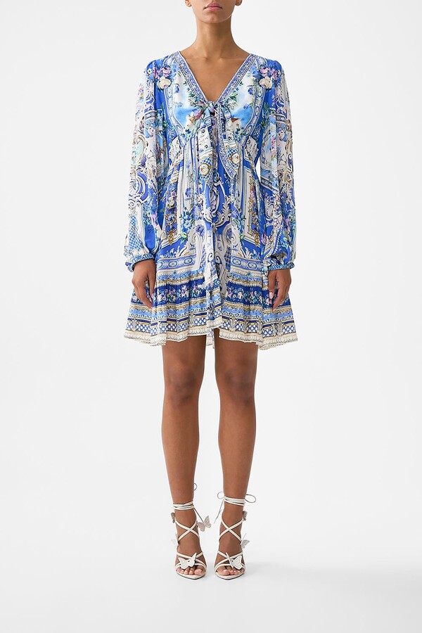 Camilla Short Tie Front Blouson Dress