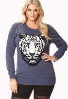 Thumbnail for your product : Forever 21 FOREVER 21+ Plus Size Edgy Spiked Tiger Sweater