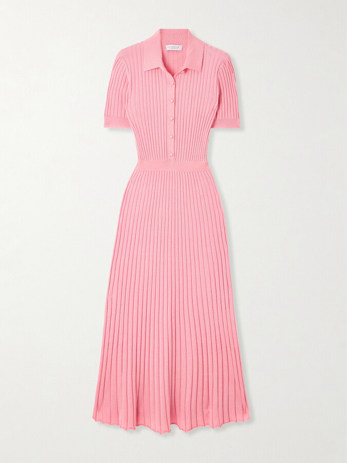 Gabriela Hearst Amor Ribbed Silk And Cashmere-blend Midi Dress - Pink