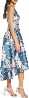 Eliza J Metallic Floral Jacquard High/Low Dress